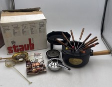 Vtg Staub Cast Iron Fondue Set